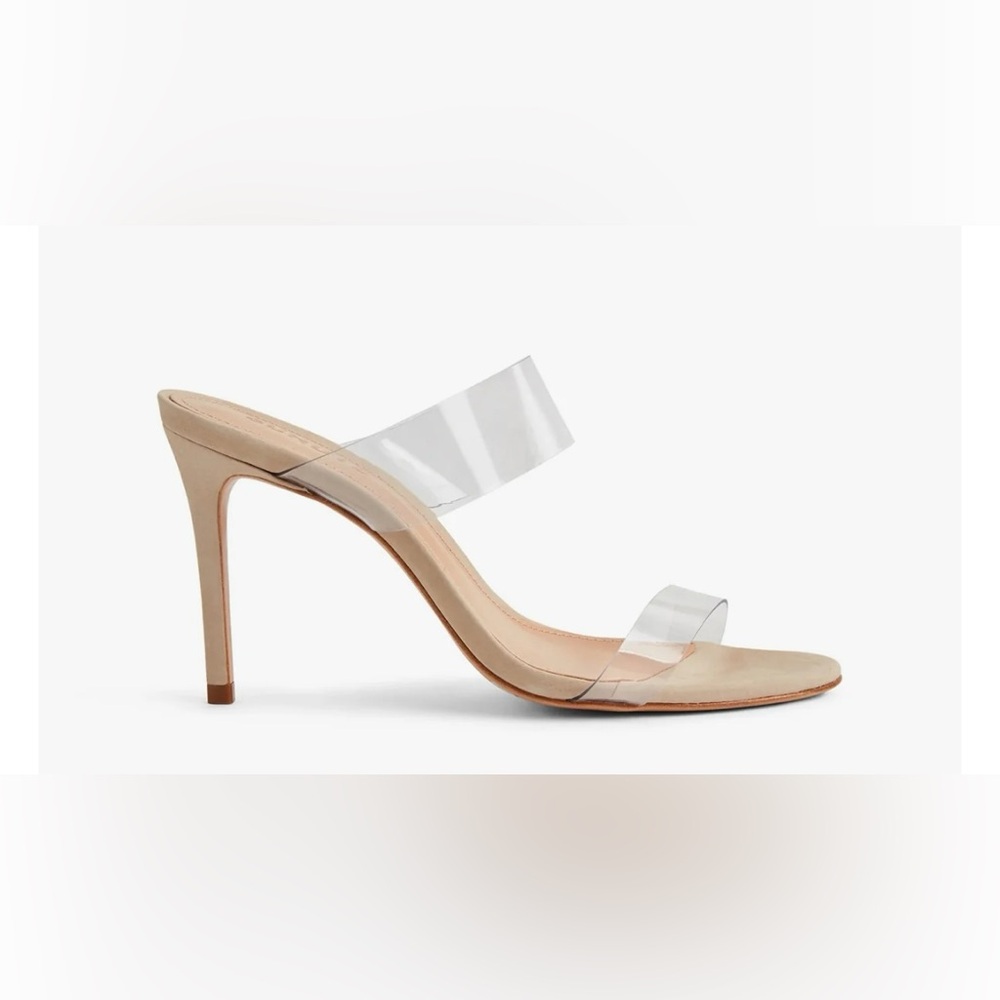 SCHUTZ Arielle Clear Strap Nude suede Heels size 10 1/2
